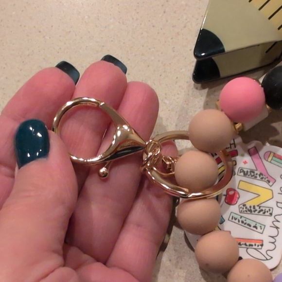 Teacher Beaded Keychain Set With Tassles And Pencil Hairclip - Picture 6 of 6